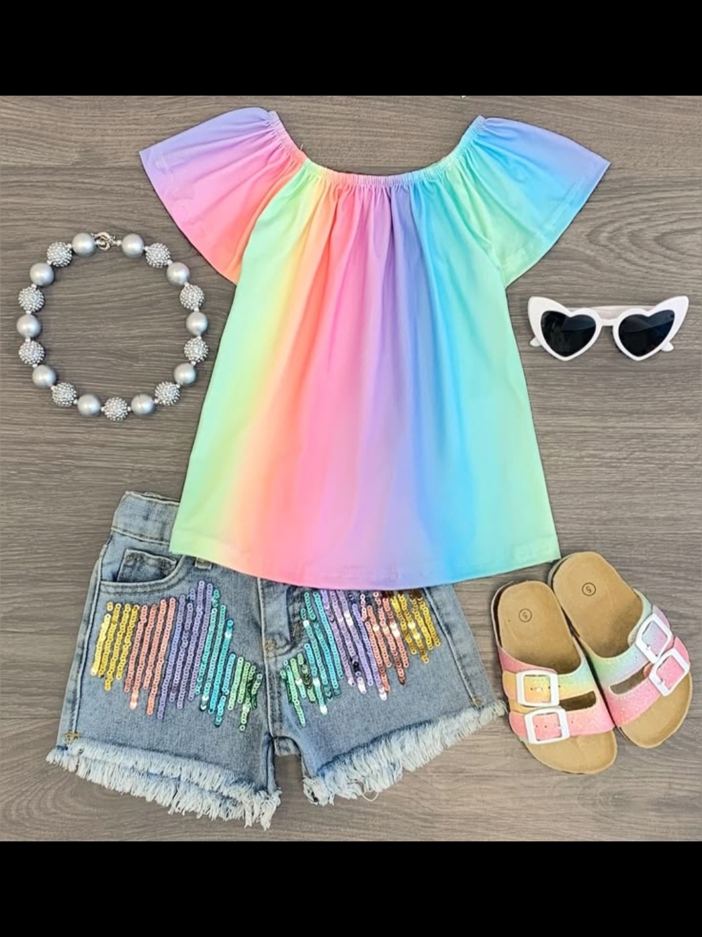 Rainbow Off-Shoulder Top - Multicolor